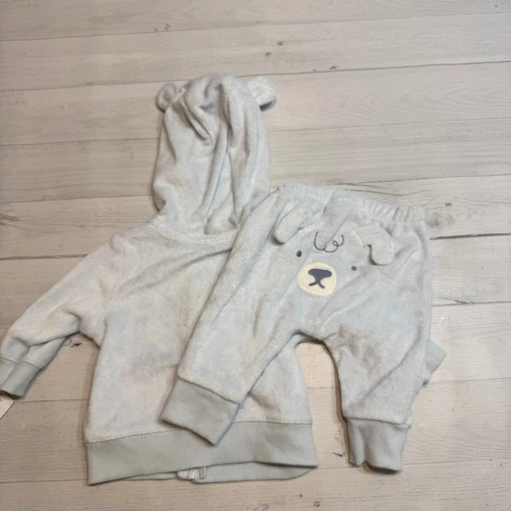 Carters baby terry light blue sweatshirt pant‎ set 3 months NEW